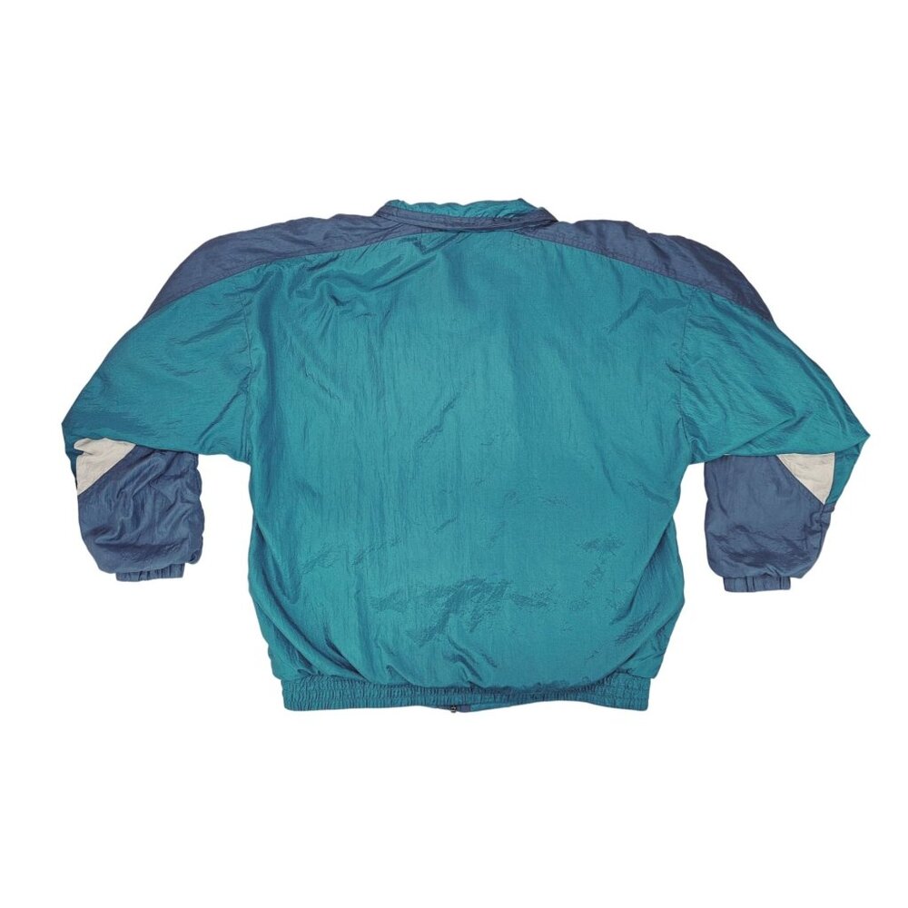 Vintage Wilson Windbreaker Jacket Women Large Teal White Southwestern Embroidery - Picture 2 of 6